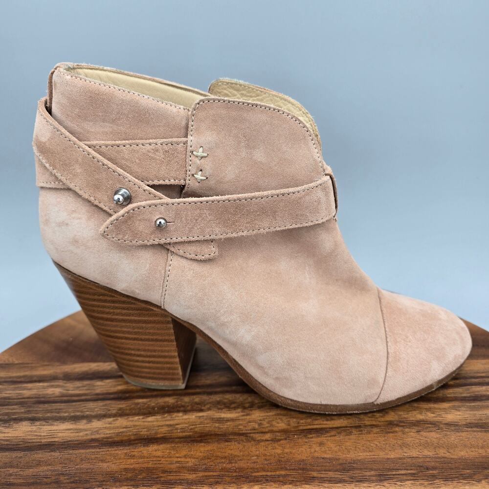 Rag & Bone Boots Womens 10 Beige Blush Suede Leather Harrow Heeled Ankle Booties